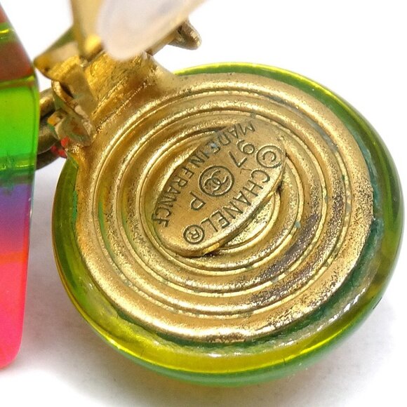 Chanel Dangle Cube Earrings Clip-On Multicolor - Picture 4 of 4